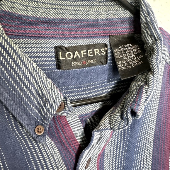 Vintage LOAFERS Stripe Button-Up Shirt – Men’s 2XL - Picture 7 of 11